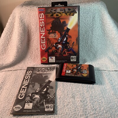 Rare Red Zone (Sega Genesis, 1994)  Complete W/Manual & Case In Mint Condition