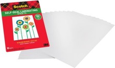 Scotch Self Seal Single Sided Laminating Sheets Letter Size 9 inx12 in 10 sheets