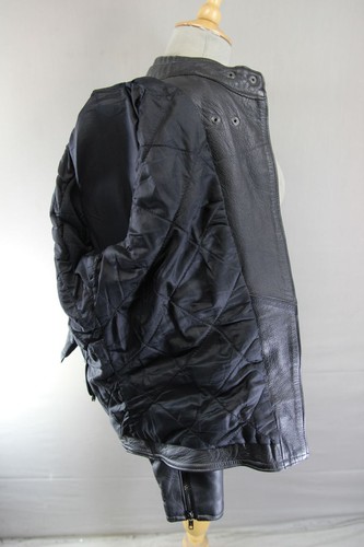 AKITO BLACK LEATHER BIKER JACKET WITH CE ARMOUR: SIZE 12 34-36 INCH CHEST - Picture 9 of 9