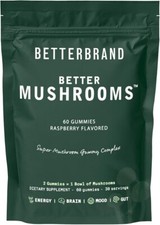BetterBrand Better MUSHROOMS - 60 Gummies - Rasperry Flavored - Super Mushrooms