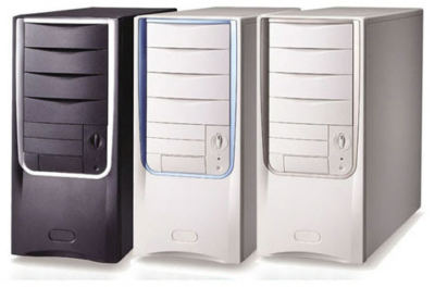 ATX PC Chassis, Computer MIDI Tower Case. Beige/Black ATX Computer 