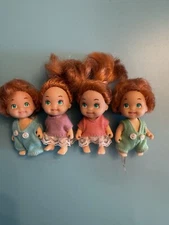 Vintage 1990 Tyco 2.25” Quints baby dolls Redheads Red Hair Clothes Lot of 4