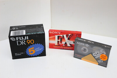 7x NOS Audio-Cassette Fuji DR 90, Sony FX 60, AGFA SR-S 90, original verpackt
