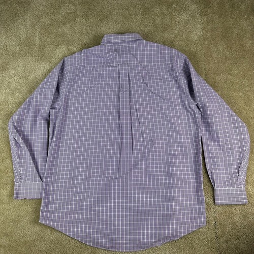 Brooks Brothers Mens button Shirt L Plaid 346 non iron white purple - Picture 7 of 15