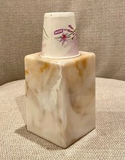 Vintage 80's Dixie Cup Dispenser Faux Marble Bathroom Countertop Pop Up Plastic