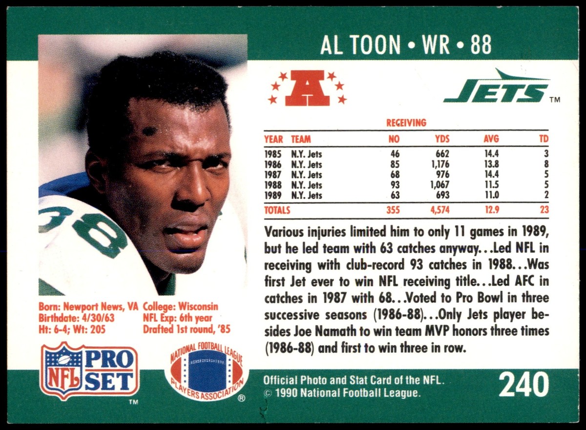 Al Toon #240 1990 Pro Set | eBay