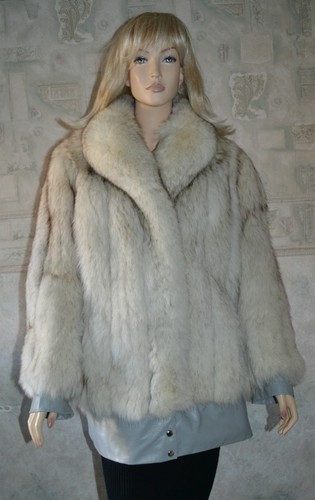 SAGA FOX - Norwegian Arctic Fox Fur and Leather Jacket, sz 12 - Picture 8 of 11