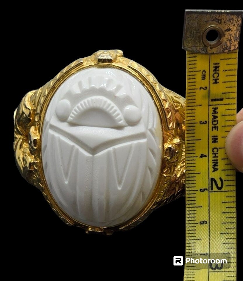 Vintage Kenneth Jay Lane KJL Carved Scarab Gold T… - image 3