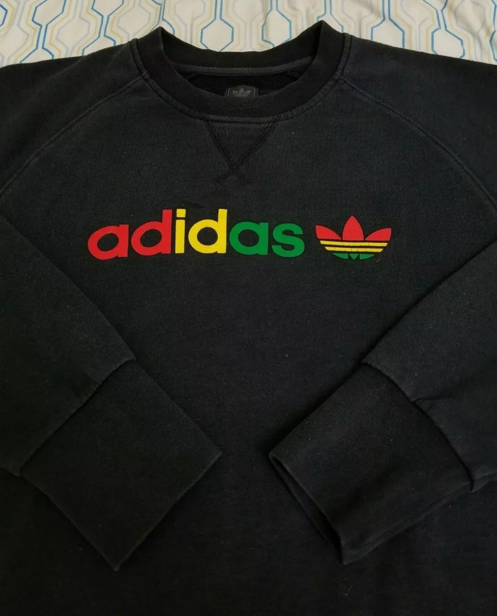 VTG Adidas Sweatshirt Black Spellout Logo Reggae Bob Marley Medium | eBay