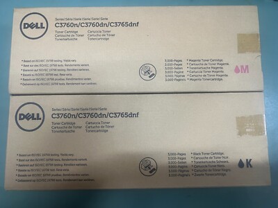 Lot  of 2 Dell KT6FG, 2GYKF Toner Cartridge 3k Pages C3760n/C3760dn Series  New