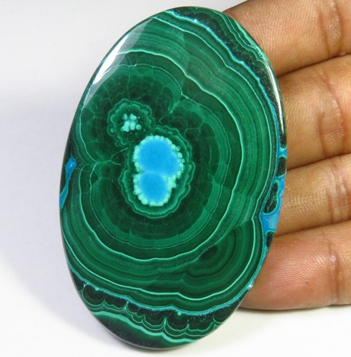 Natural Chrysocolla Malachite Gemstone 184 Cts Plain Oval Cabochon 61x39 mm F-96 - Picture 6 of 9