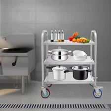 3 Tier Rolling Kitchen Island Trolley Cart Storage Serving Shelf Dining w/ Wheel