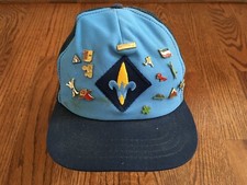 Vintage WEBELOS Uniform Hat Activity Pins Arrow Light CUB SCOUT Cap BSA Scouting