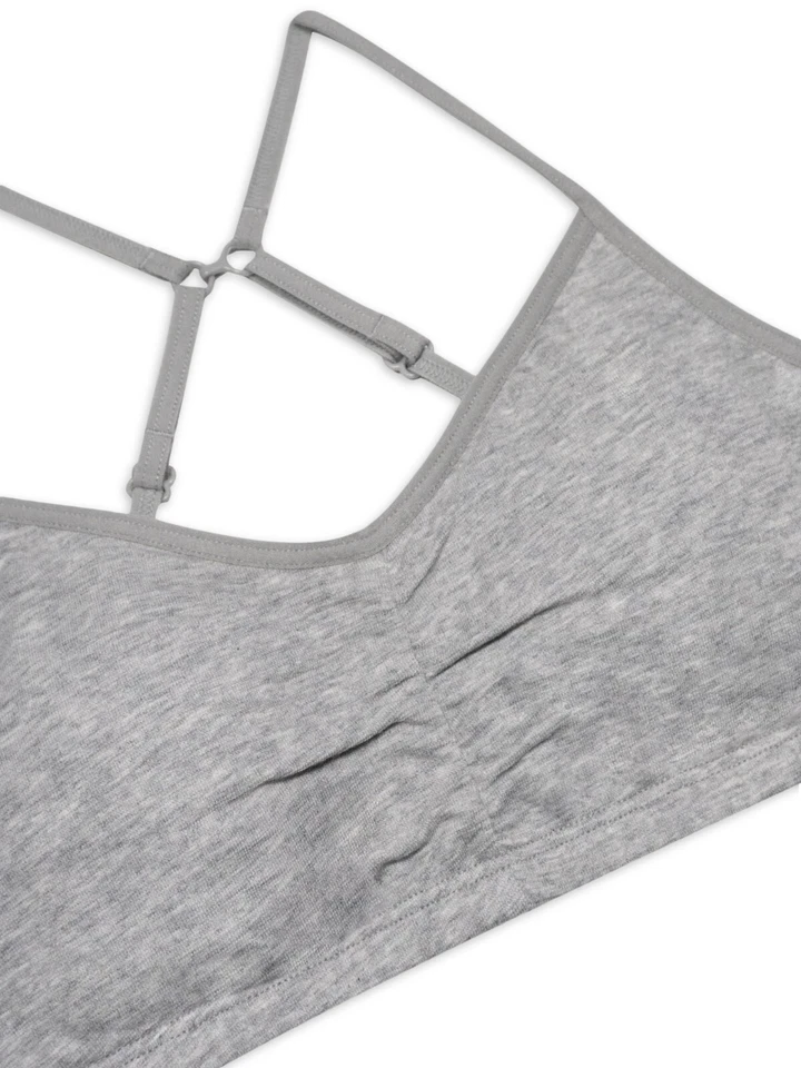 Fruit Of The Loom Sports Bra Girls' 28 Black Gray Stretch Removable Pads 2-Pack - Image 4 of 4