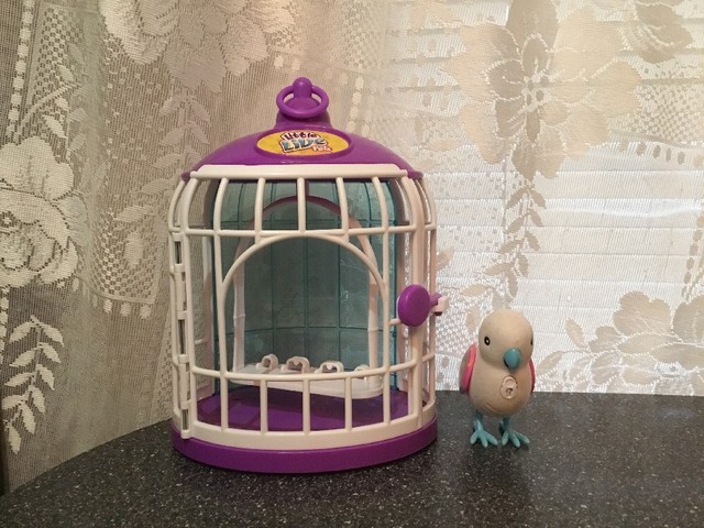 talking bird toy with cage