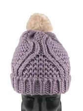 D & Y Womens Lavender 100% Acrylic Pom Top Knitted Classic Beanie Hat One Size