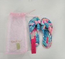 LILLY PULITZER Pool Slipper Sea Glass Rainforest Retreat Slippers sz L/XL NWT
