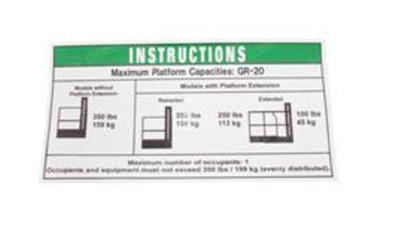 Genie 97828 Decal-Notice Max Cap-350 Std