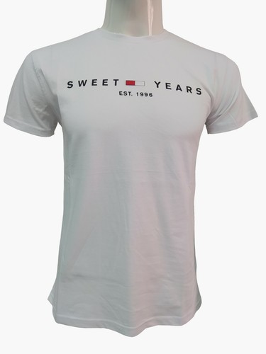 T-shirt uomo SWEET YEARS manica corta bianca girocollo 100% cotone regular  fit | eBay