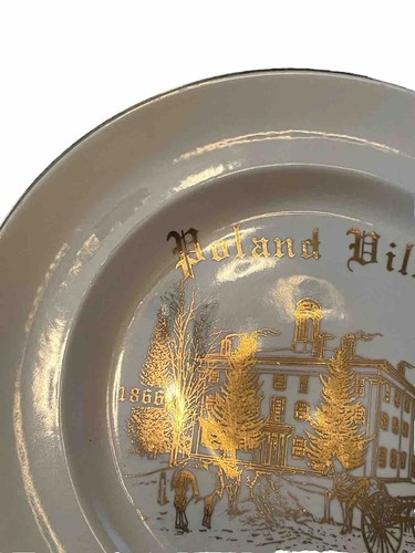 2 Decorative Plates 22k Gold Poland Village Centenila 1866-1966- Rare item - Picture 15 of 19