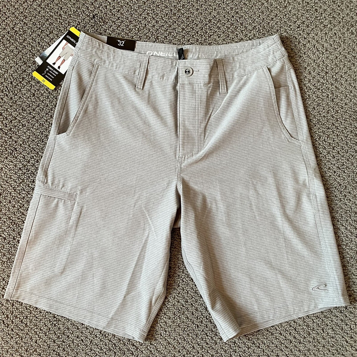 O&#39;NEILL - Ho ge chan O'NEILL Sz 32' Board Swim Shorts Black White Gray Stripes