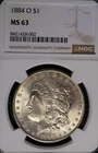 1884-O Morgan Silver Dollar Uncirculated NGC MS 63