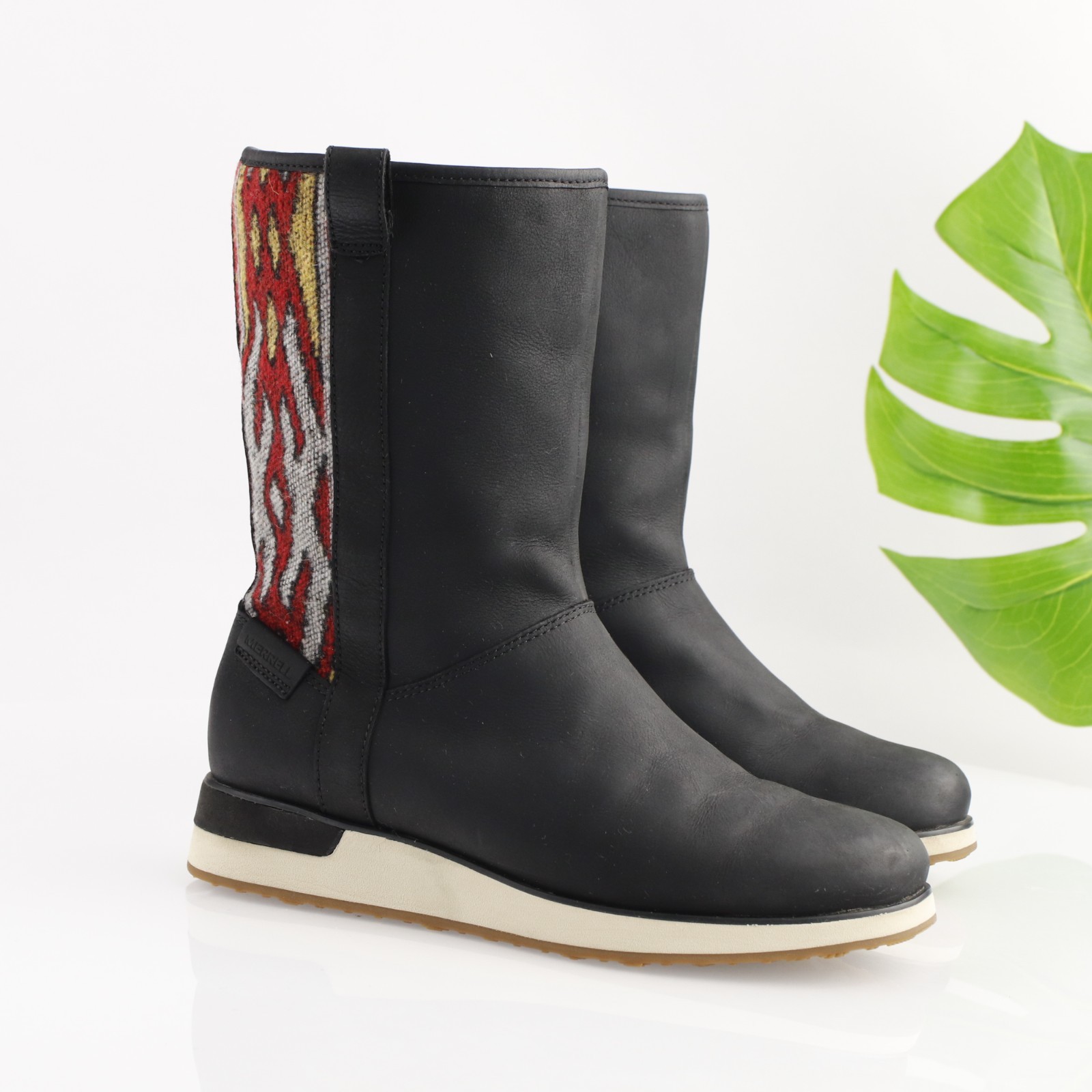 Stivali Merrell donna Roam taglia 8 impermeabili in pelle nera stivaletto medio pull on