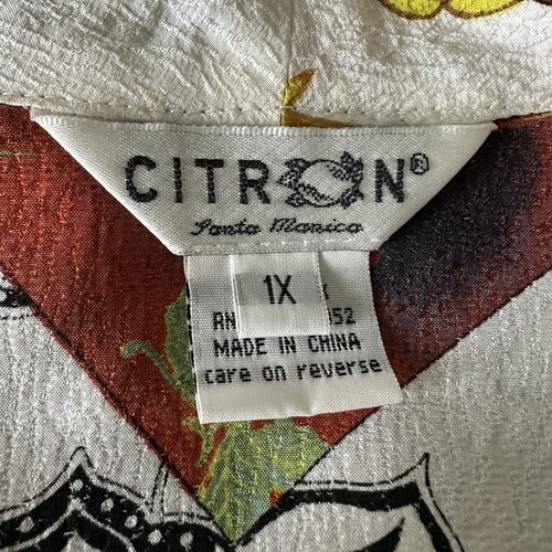 Citron Open Front Kimono Top Size 1X 100% Silk - Picture 8 of 9