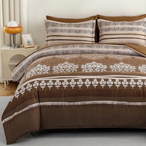 Brown Comforter Set Queen Size 7 Pieces Boho Bed in a Bag Bohemian Comforter - Picture 2 of 7