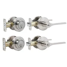 Keyed Alike Front Door Lever Lockset with Single Cylinder Deadbolt Combination