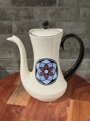 Mosaic By Pickard Coffee Pot Tea Server With Lid - Geometric Floral Pattern 1972
