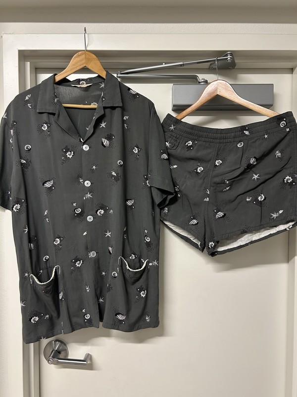 Vintage 50’s/60’s Atomic Grey Sea Shell Starfish Cabana Set Rockabilly Beach
