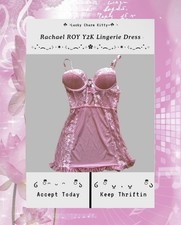 Y2K Pink Lace Lingerie Babydoll Dress XS Coquette Fairycore Slip Nightie