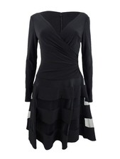 Lauren Ralph Lauren Women's Tulle-Trim Jersey Dress (4, Black)