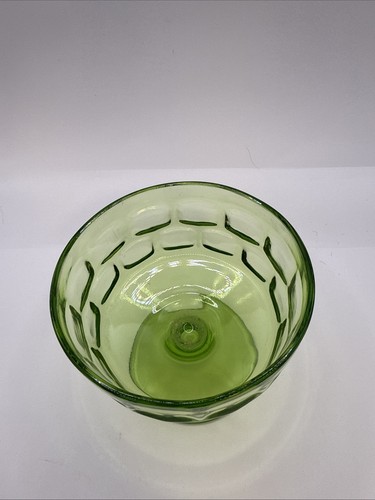 Vecchio blocco vetro vintage ottica quadrato VERDE champagne alto sherbet alto 3,5" - Foto 2 di 5