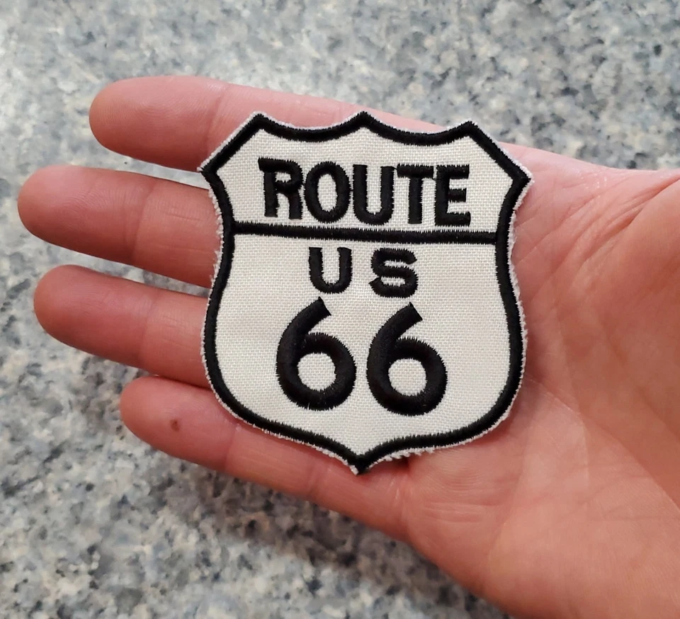 ROUTE 66 PATCH Embroidered HIGHWAY ROAD SIGN LARGE SEW-ON HISTORIC 3"x2.5" - Image 3 of 4
