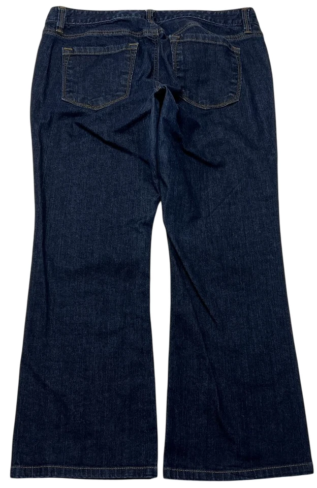 Pantalones de mezclilla Ann Taylor Loft para mujer (10P) azul moderno corte bota elástico lavado oscuro Foto 2 de 4