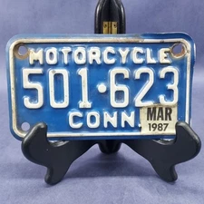 Vintage Connecticut Motorcycle License Plate 501 623 Antique Tag Sign
