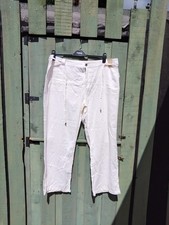 Primark White Linen Mix Trousers Size 20 New With Tags Patch Pockets Belted