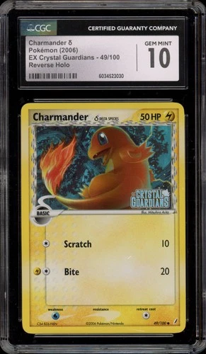 Pokemon Charmander EX Crystal Guardians Reverse Holo #49 CGC 10 Gem Mint
