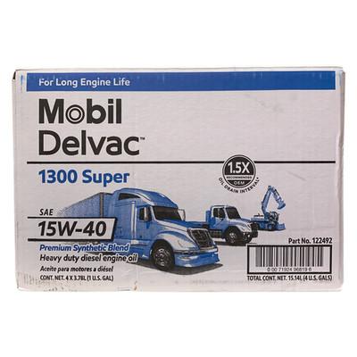Mobil Delvac 1300 Super SAE 15W-40 Heavy Duty Diesel Engine Oil, 4 x 1 Gallons