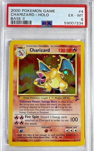 2000 Pokemon Game Charizard-Holo 4/130 Base Set 2 PSA 6 EX-MT