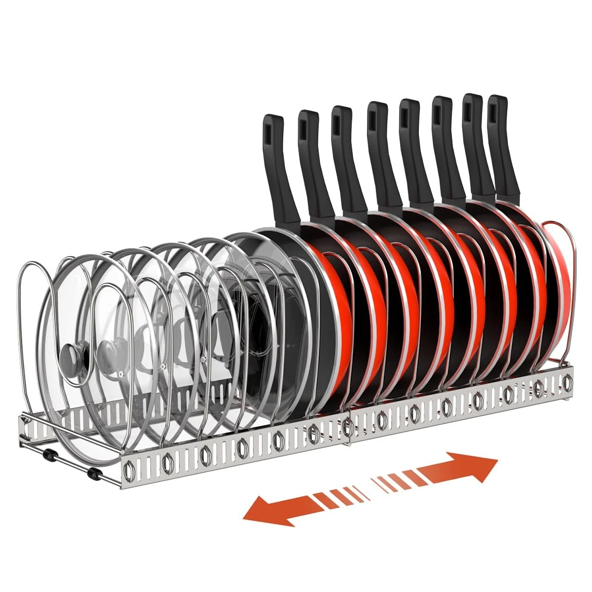 Housolution Pot and Pan Organizer Rack for Cabinet, Stainless Steel Expandabl...