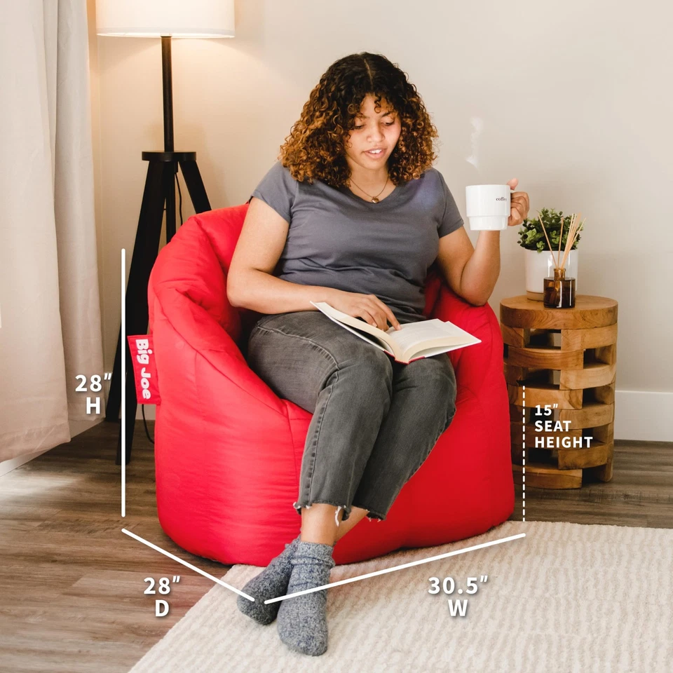 Silla Big Joe Milano Bean Bag, Smartmax roja, 2,5 pies Foto 3 de 4