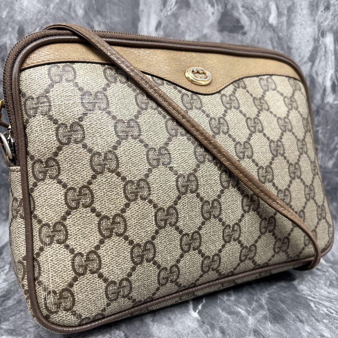 GUCCI GG Beige PVC Shoulder Bag Authentic Model G0706869