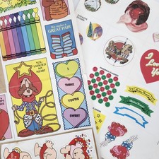 Vintage 1980s Valentine Stickers Lot Scholastic Troll American Greetings
