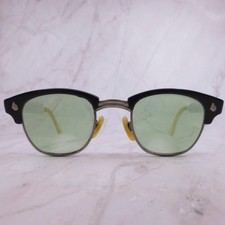 Vintage American Optical Browline Eyeglasses Black Silver 48-24 4 3/4 Mens AO