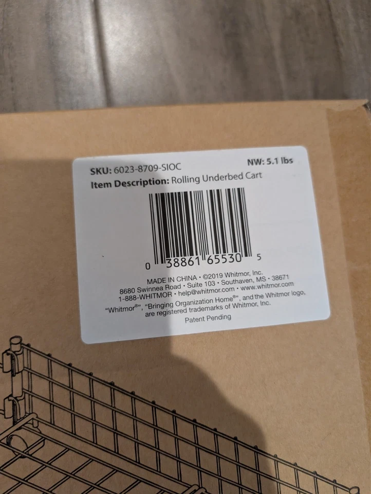 Carro debajo de la cama Whitmor Rolling White Wire almacenamiento debajo de la cama con ruedas 25"x25"x6.5" Foto 4 de 4