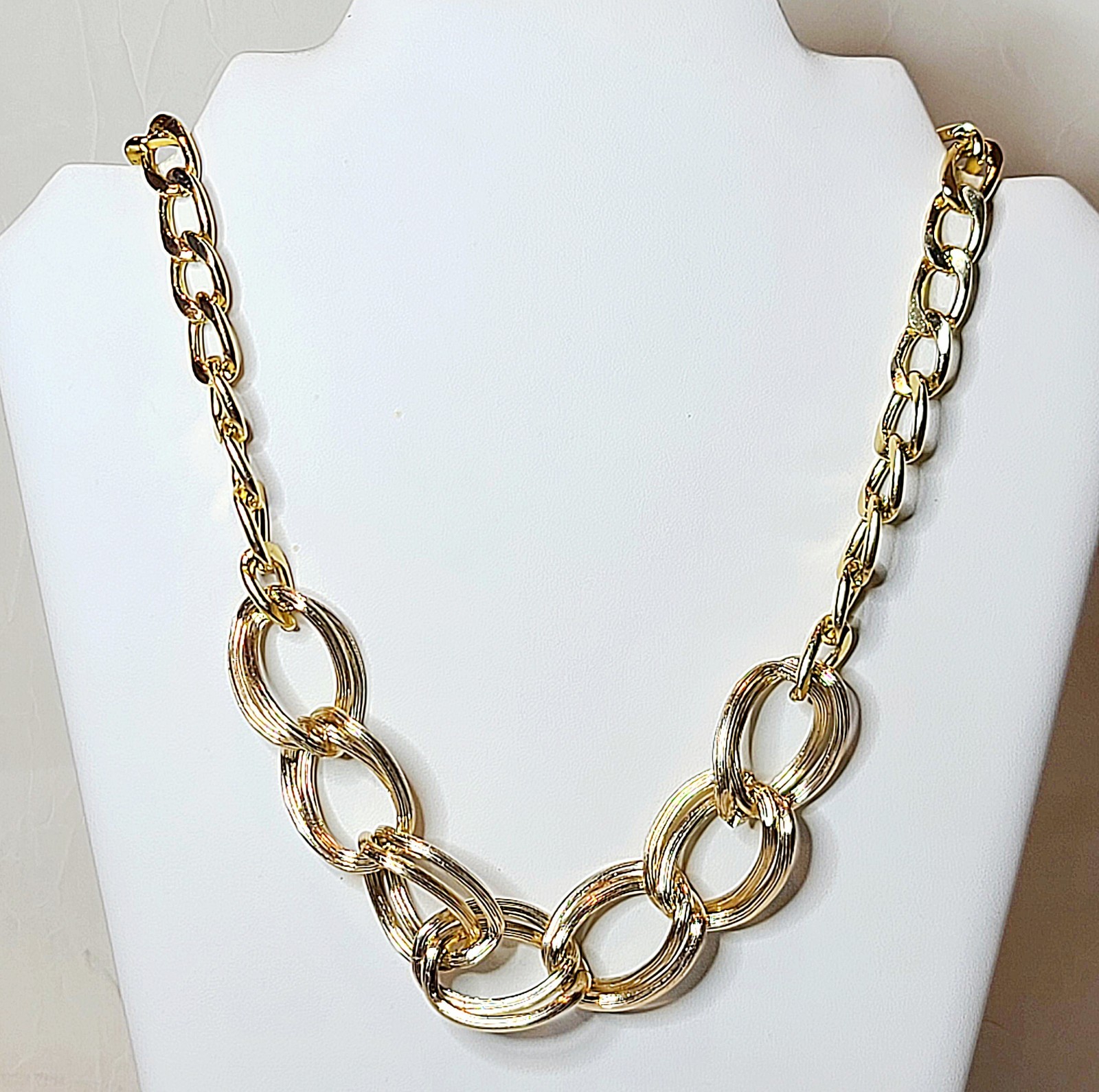 Goldtone Chunky Double Link Statement Necklace - image 4