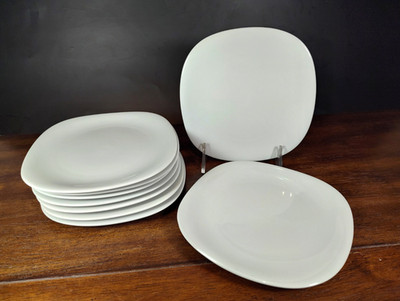 Block Langenthal TRANSITION WHITE ~Set/ 9~ Bread & Butter Plates Square 6 1/4''